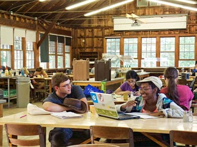 Students in Dining hall at C L B S