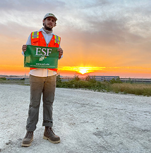 Michael Parrinello holding ESF flag