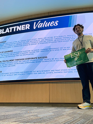 Michael Parrinello holding ESF Flag