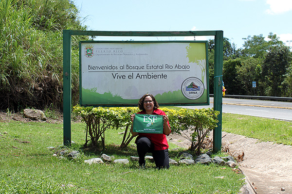 Katia Aviles Vazquex at the entrance of Rio Abajo State Park