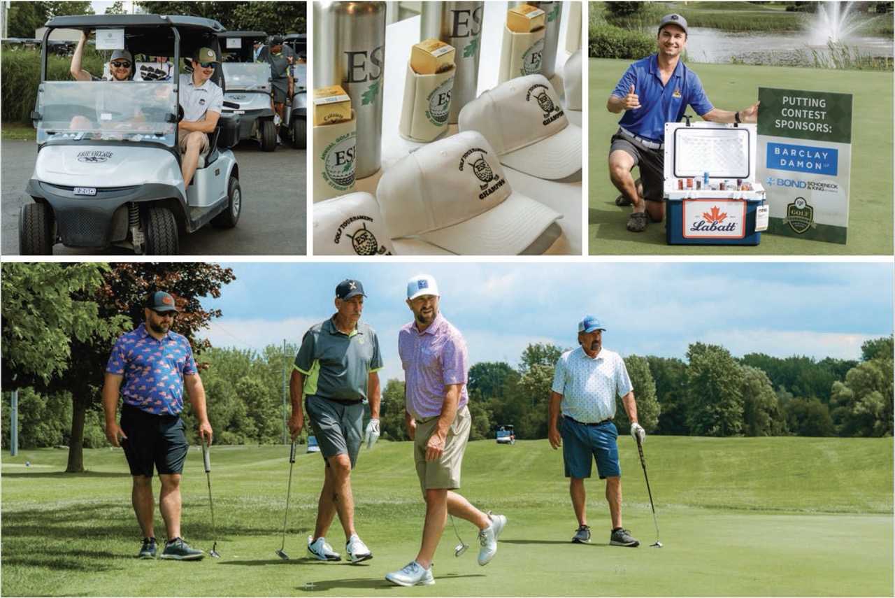 Collage of photos from golf tournament