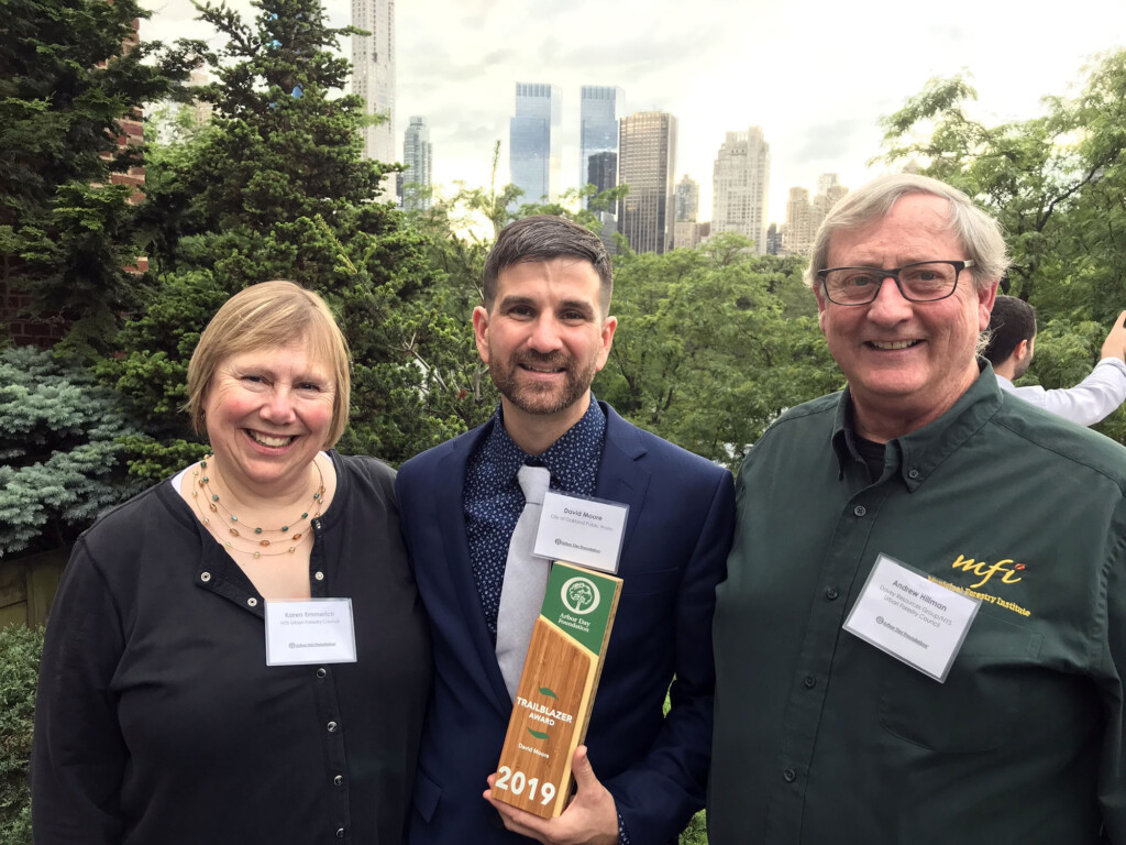 David at ADF Trailblazer Award celebration in Central Park with current NYSUFC President Karen Emmerich and past NYSUFC President Andy Hillman.