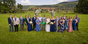 Valerie Mitchell and Gabriel DeBrita wedding picture with fellow ESF and Ranger School Alumni